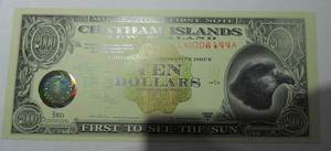 查塔姆群岛1999年版10元塑料钞