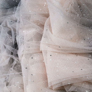 星河网纱布料 烫银超薄网布 唯美拍照背景布 婚纱礼服设计师面料