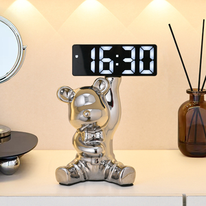 家用客厅卧室数字智能台钟高颜值闹钟桌面台式钟表摆放电子钟摆件