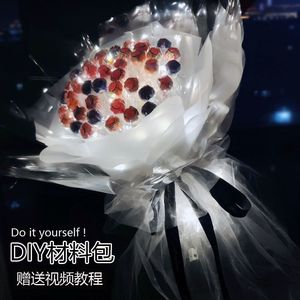 网红创意透明草莓花束diy材料包车厘子制作发光棒棒糖花生日礼物