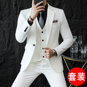 白色西服套装男士高级感主持婚礼新郎服商务高端职业休闲西装外套