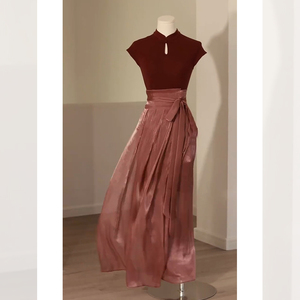 红色新中式国风半身裙套装女春秋盐系轻熟气质高级感小洋装两件套