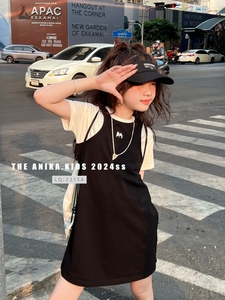 阿尼卡ANIKA韩国童装春夏女童针织连身裙纯棉舒适简约活力运动