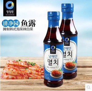 包邮韩国清净园蓝标鱼露蓝瓶鱼汁韩式泡菜辣白菜用调料海鲜汁500g
