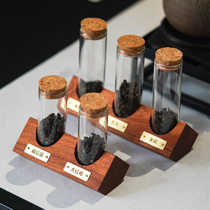 茶叶罐食品级玻璃瓶子试管样品实木展示架定制咖啡豆防霉小密封罐