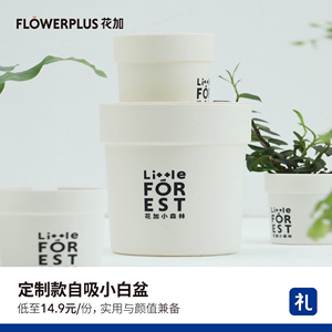 FlowerPlus花加绿植多肉高花盆托盘绿箩盆自吸水塑料白色双层简约