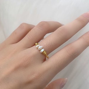 韩国博主复古天然淡水巴洛克珍珠戒指洗手洗澡不掉色设计师款指环