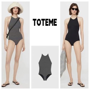 Toteme22夏季新款性感显瘦露背系带条纹打底连体泳衣吊带背心女士