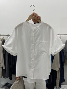 IDEE-A韩国东大门直邮代购2024夏季女装新款纯色系扣口袋短袖衬衫