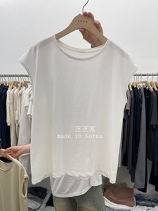 IDEE-A韩国东大门直邮代购2024夏季女装新款圆领净版纯色简约T恤