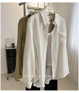 白衬衫女夏季薄款长袖大码小个子独特设计感上衣宽松百搭防晒外套