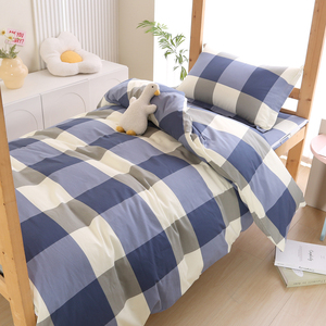 纯棉三件套学生宿舍床上用品0.9米单人床被套全棉100%床单床笠1.2