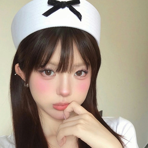 白色蝴蝶结水手帽海军帽子少女夏季可爱甜美护士帽cos粉色贝雷帽
