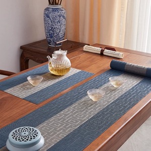 新中式茶席桌旗轻奢高端现代禅意防水长条茶桌垫布茶几垫茶台桌布