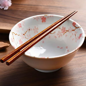 日本进口陶瓷樱花碗家用日式和风餐具饭碗面碗青花瓷碗套装礼品