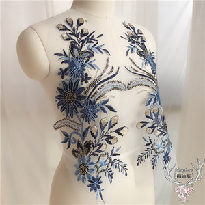 梅迪斯辅料 彩色亮片藏青色花朵深色晚礼服辅料蕾丝面料饰品手工 阿里巴巴找货神器