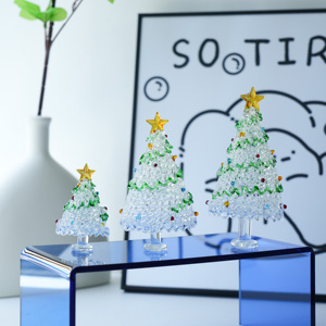 纯手工琉璃拉丝透明圣诞树小摆件淄博特产家居装饰品摆设生日礼物