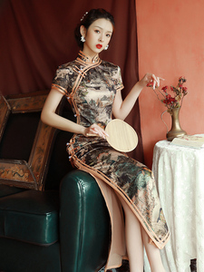 老上海滩旗袍长款蚀骨改良版复古民国风年轻款优雅日常可穿连衣裙