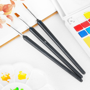 三支数字油画笔套装初学者手绘水彩水粉颜料平头画笔尼龙毛勾线笔