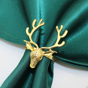 新年圣诞节小鹿餐巾扣麋鹿简约金属鹿头餐巾环餐桌装饰口布环