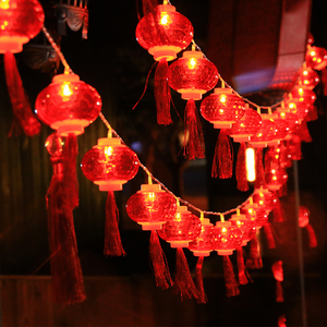 led新年水晶灯笼小彩灯闪灯串灯满天星春节家用过年红灯笼装饰灯