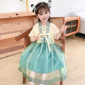 女童汉服连衣裙夏装2022新款洋气中国风儿童超仙古装公主裙子套装