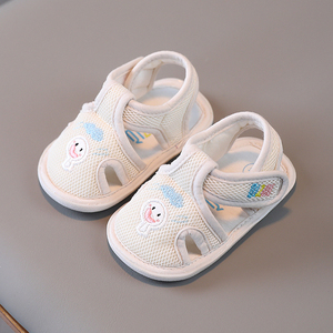 宝宝夏季凉鞋4-8-12个月女布面软底学步鞋一岁男不掉防滑婴儿鞋子