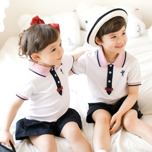 儿童童装夏装韩国幼儿园园服班服韩版大中小学生运动校服套装纯棉