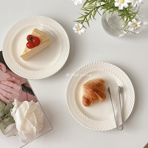 日韩风格浮雕小麦圈陶瓷盘厚实西餐盘牛排盘家用甜品盘蛋糕盘摆拍