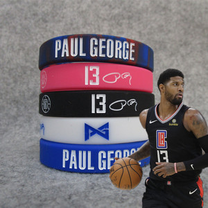 快船队13号篮球球星保罗.乔治签名运动手环硅胶腕带球迷饰品加厚