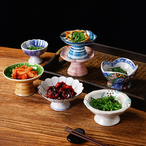 日式高脚前菜碟小食盘创意点心盘个性小菜碟陶瓷餐具刺身装饰小杯