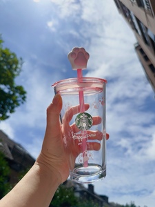 Starbucks星巴克星冰乐随享猫爪玻璃吸管杯450ml高颜值礼物
