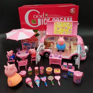 小猪佩琪玩具野餐车佩奇一家四口雪糕车儿童过家家女孩人物套装