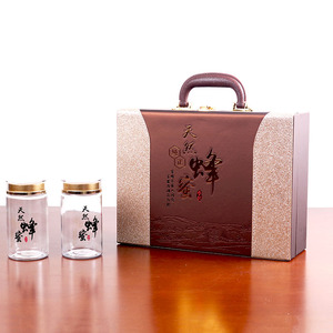 新年献礼 2斤装蜂蜜礼盒空盒含瓶滋补品包装盒木质皮盒礼品盒定制