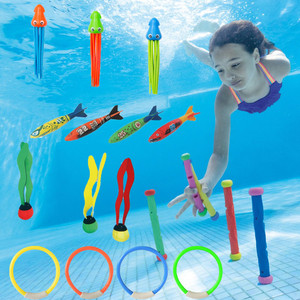 儿童水下沉底鱼雷海草互动玩具小孩水底训练憋气游泳潜水棒潜水环