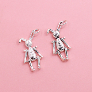 S925纯银可动蚂蚁机器人DIY手工饰品配件折耳兔子嘻哈小吊坠挂件