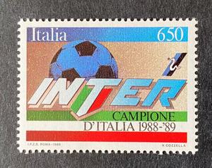 意大利邮票1989足球国际米兰队夺冠1全新