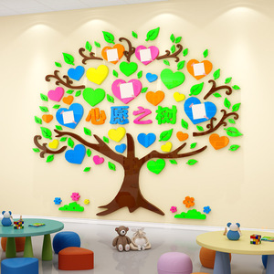 创意许愿树墙贴3d幼儿园教室墙面装饰班级文化心愿目标墙环创布置