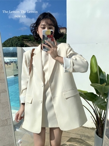 The lemon韩版时尚西装套装女春秋新款西服外套+吊带连衣裙两件套