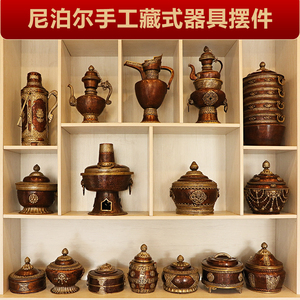 藏式摆件西藏特色工艺品尼泊尔手工铜壶茶馆装饰摆件收纳盒首饰盒