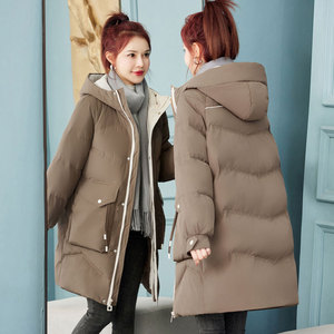 高级感工装羽绒棉服女款冬季2023年新款韩版棉衣中长款棉袄厚外套