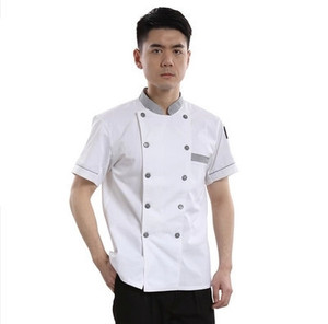 新款短袖厨师服新款黑短袖厨师工作服厨师服短袖餐厅制服夏季