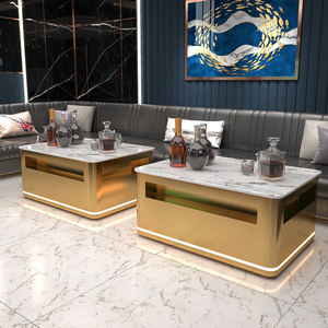 KTV专用茶几钢化玻璃轻奢不锈钢桌子商务家庭沙发组合酒吧台定制