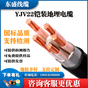 国标铜芯ZC-YJV22 3x25+1带凯铁皮电缆线4/5芯10 16 25 35 50平方