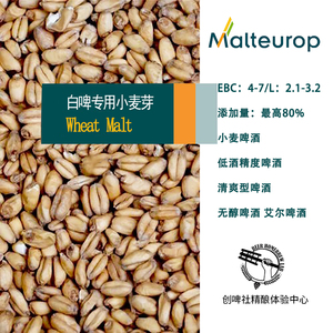 白啤小麦芽Wheat欧麦Maleurop国产食用优质自酿精酿啤酒原料500g