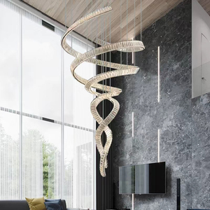 抽象艺术水晶飘带创意吊灯复式楼梯吊灯凡尔赛水晶吊灯质优物美价