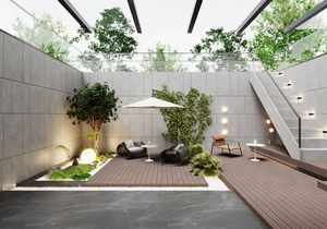杭州二代塑木地板露台庭院设计葡萄架围栅栏菠萝格测量安装