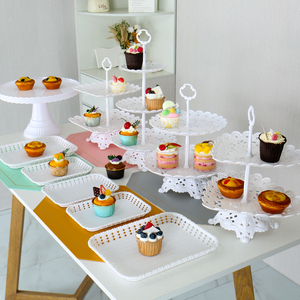 甜品台蛋糕展示架塑料生日布置多层点心架摆盘冷餐茶歇小蛋糕托盘