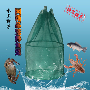 新款折叠轻便捷鱼护网钢圈加厚渔箱螃蟹龙虾泥鳅养鱼网圆形装鱼袋