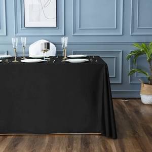 定制桌布长方形会议室酒店餐台布布艺酒吧高级感黑色贡缎桌布
